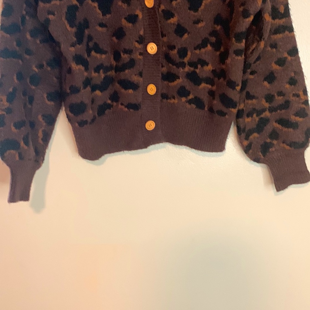 Double Zero Animal Print Button Down Sweater Size… - image 3